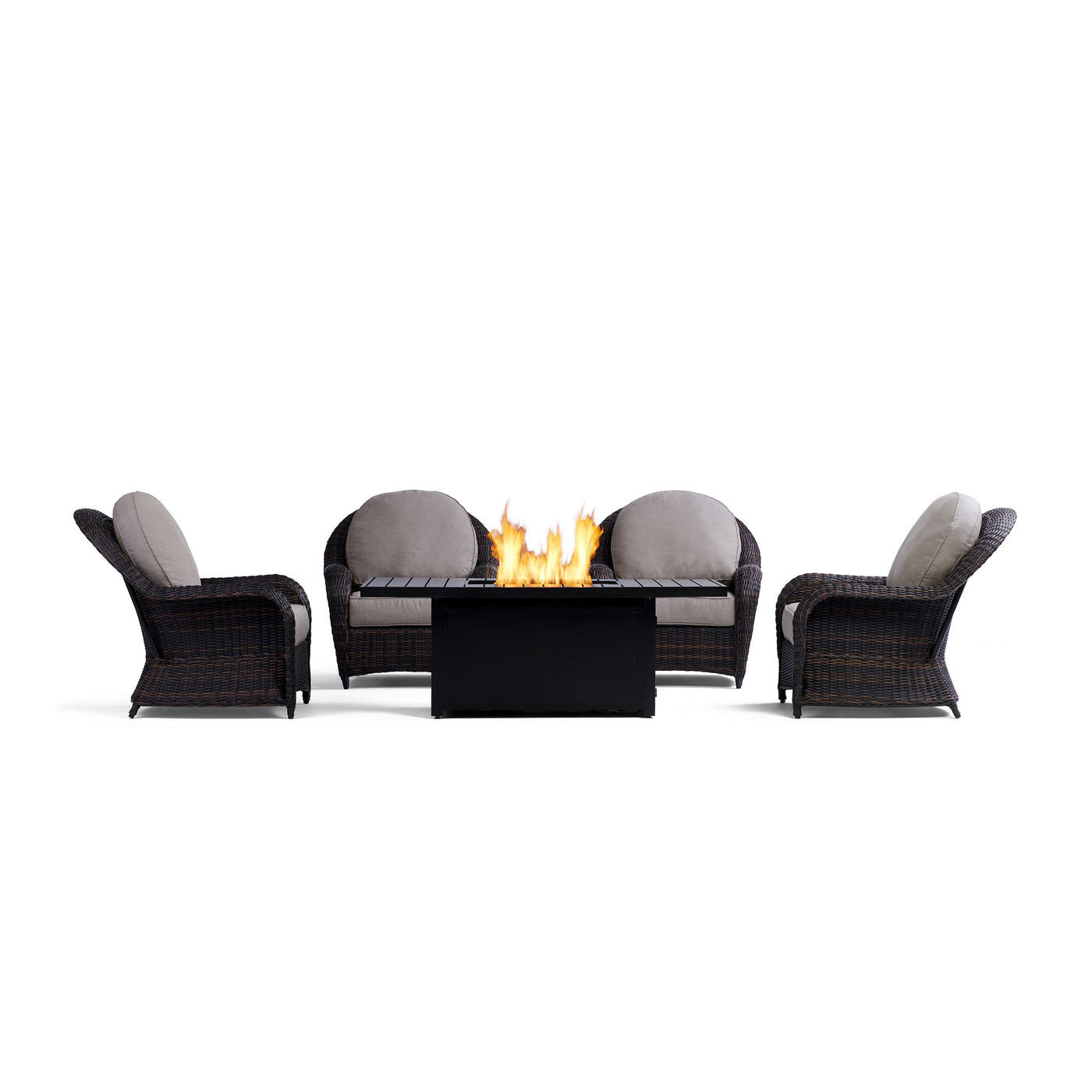Yardbird Waverly Outdoor Fire Pit Table Set with 4 Fixed Chairs Outdoor Furniture