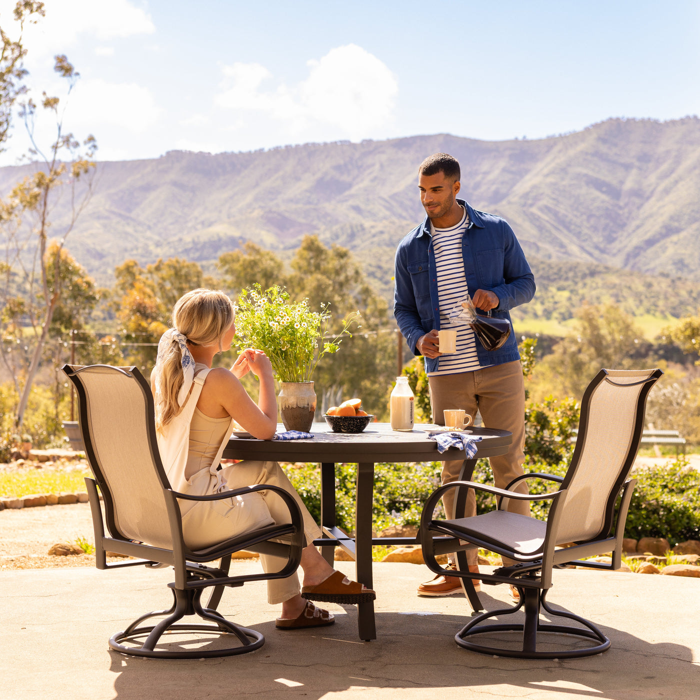 Pepin 5 Piece Round Dining Set with Swivel Rocking Chairs