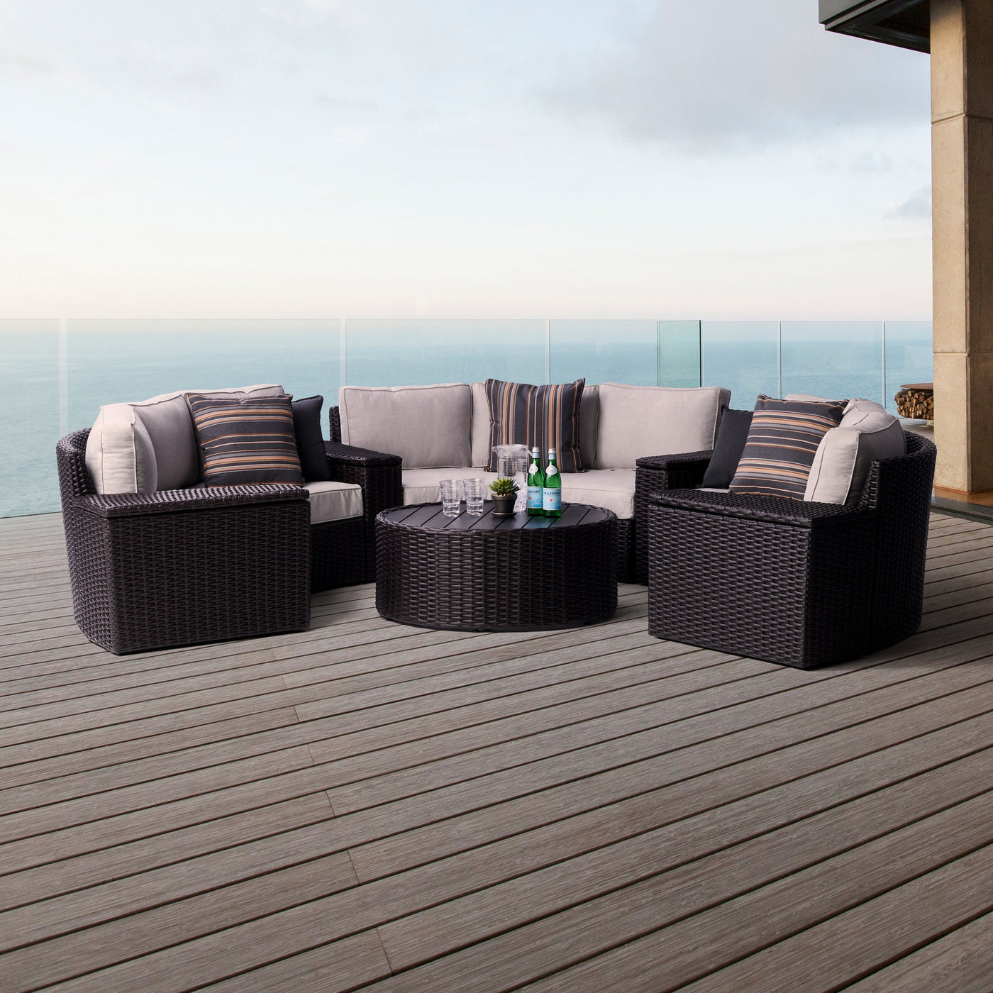 Yardbird Elliot Outdoor 8-Piece Round Sectional Set Outdoor Furniture