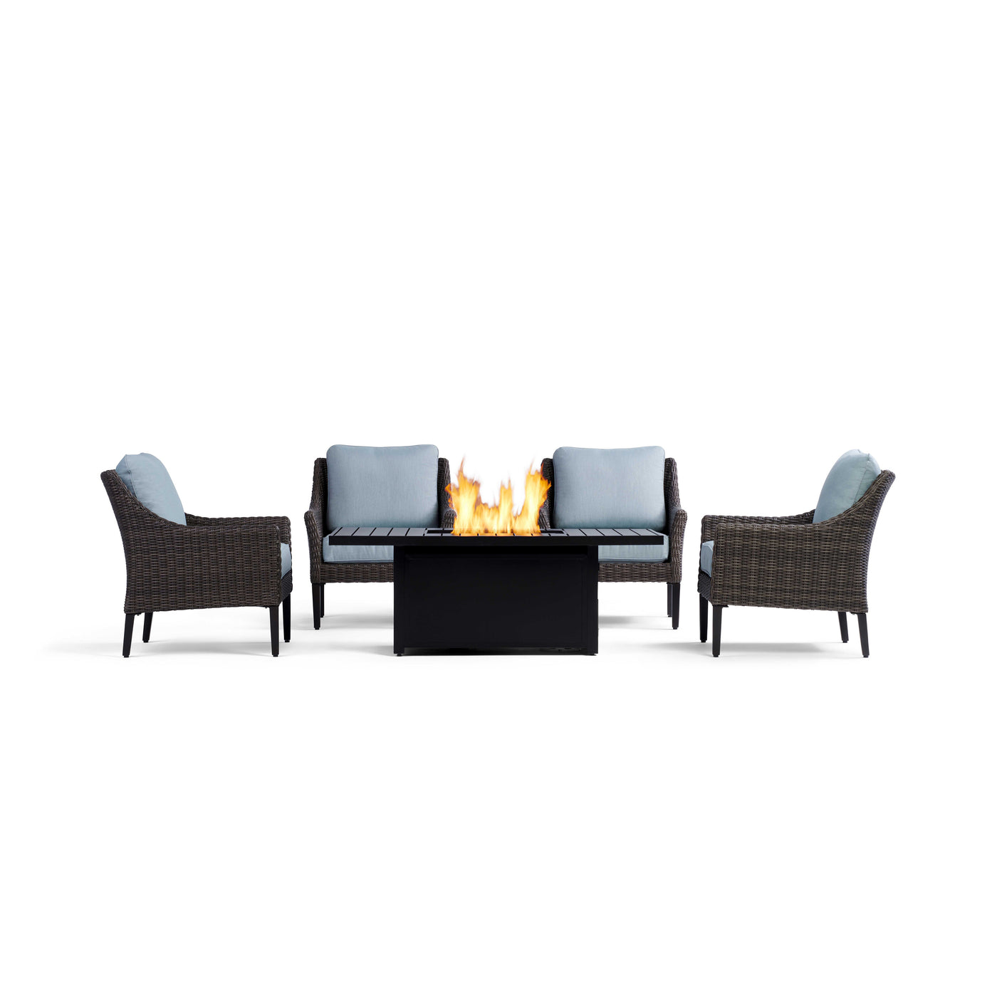  Yardbird Harriet Outdoor Fire Pit Table Set with 4 Fixed Chairs Outdoor Furniture
