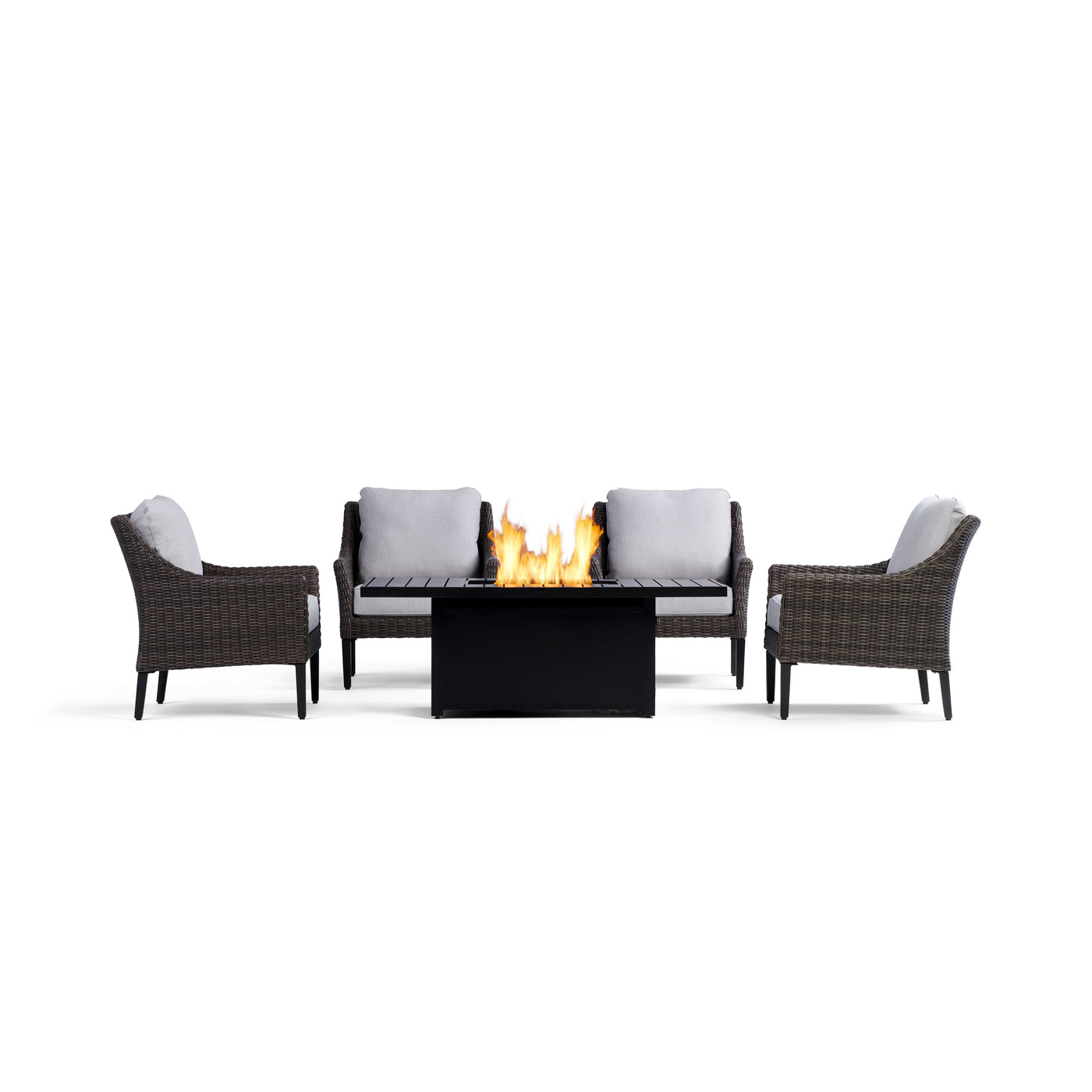  Yardbird Harriet Outdoor Fire Pit Table Set with 4 Fixed Chairs Outdoor Furniture