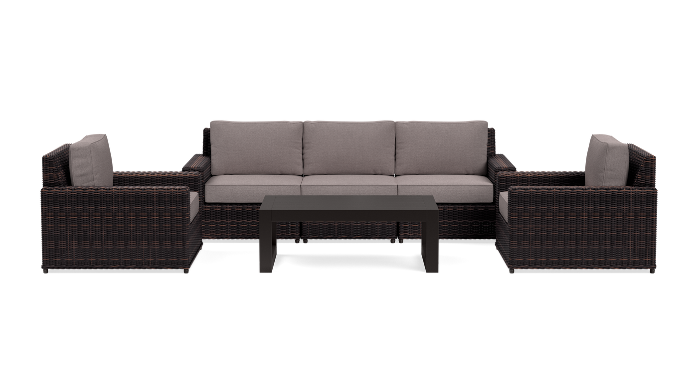 Langdon Outdoor Sofa Set with Fixed Chairs