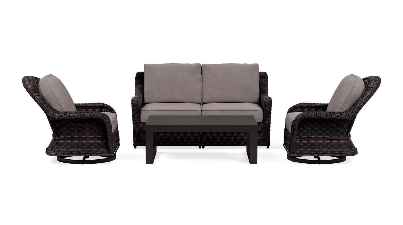 Waverly Outdoor Loveseat Set with Fixed Chairs
